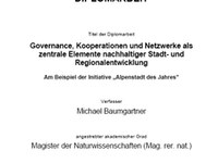 Governance, Kooperationen und Netzwerke als zentrale Elemente nachhaltiger Stadt- und Regionalentwicklung - Am Beispiel der Initiative „Alpenstadt des Jahres”