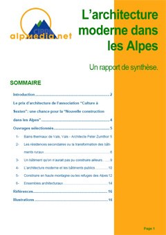 L’architecture moderne dans les Alpes - Un rapport de synthèse